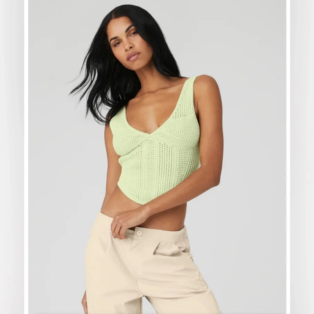 Alo yoga Open-Knit Chase The Sun Corset Tank